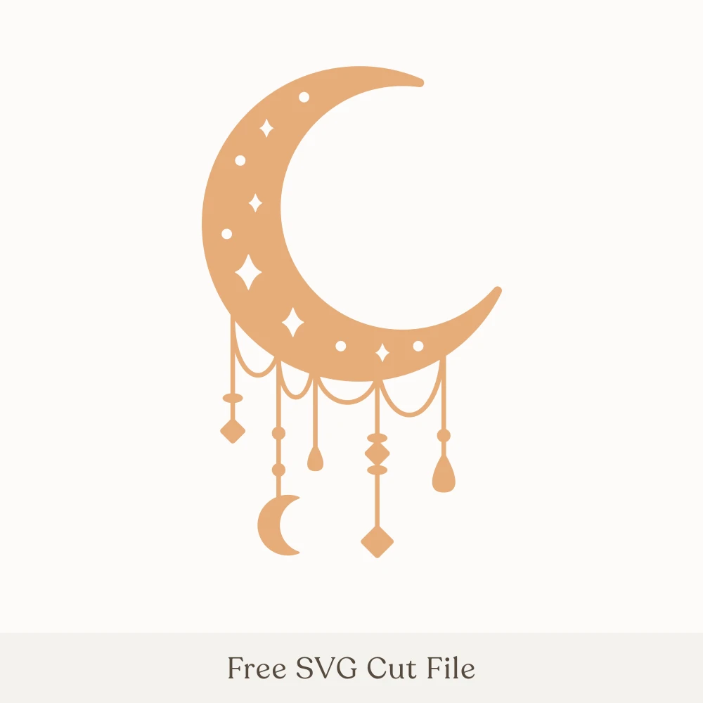 Boho Crescent Moon With Hanging Charms