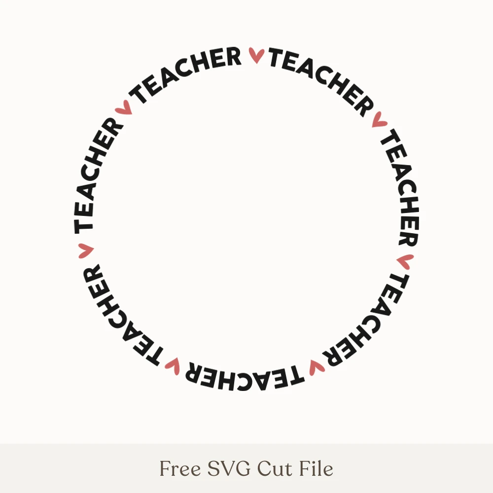 Teacher Circle Frame With Hearts