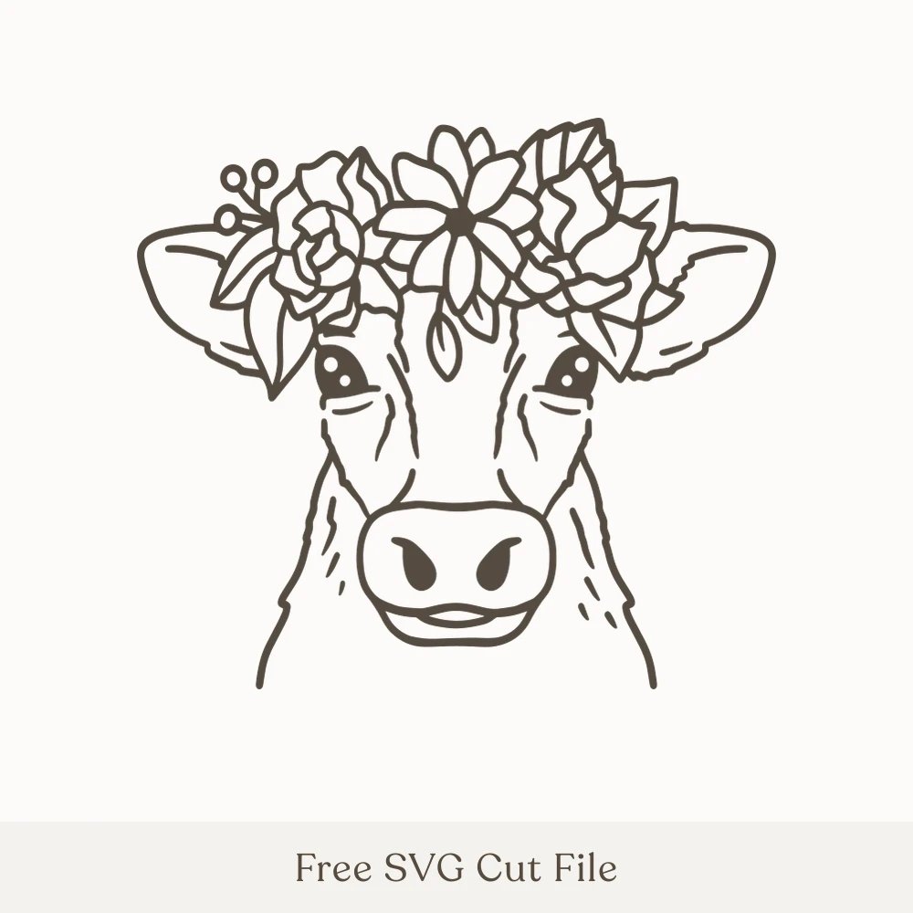 Cow Face With Flower Crown