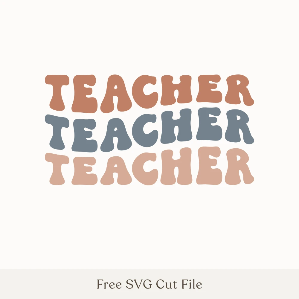 Teacher Retro Stacked Lettering