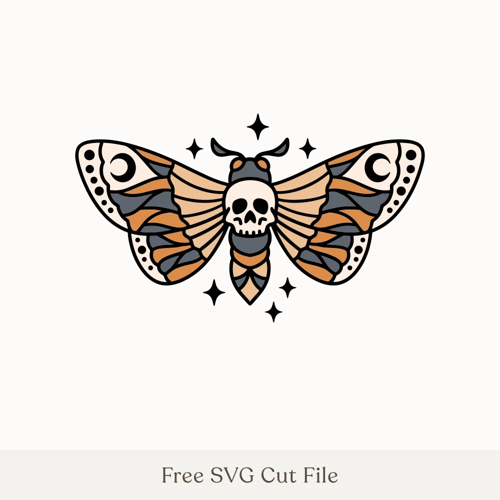Death's Head Moth With Skull and Moons