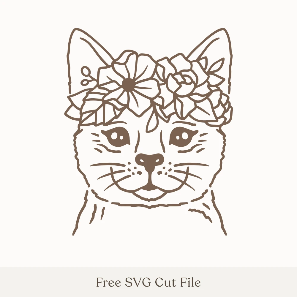 Cat Face With Flower Crown