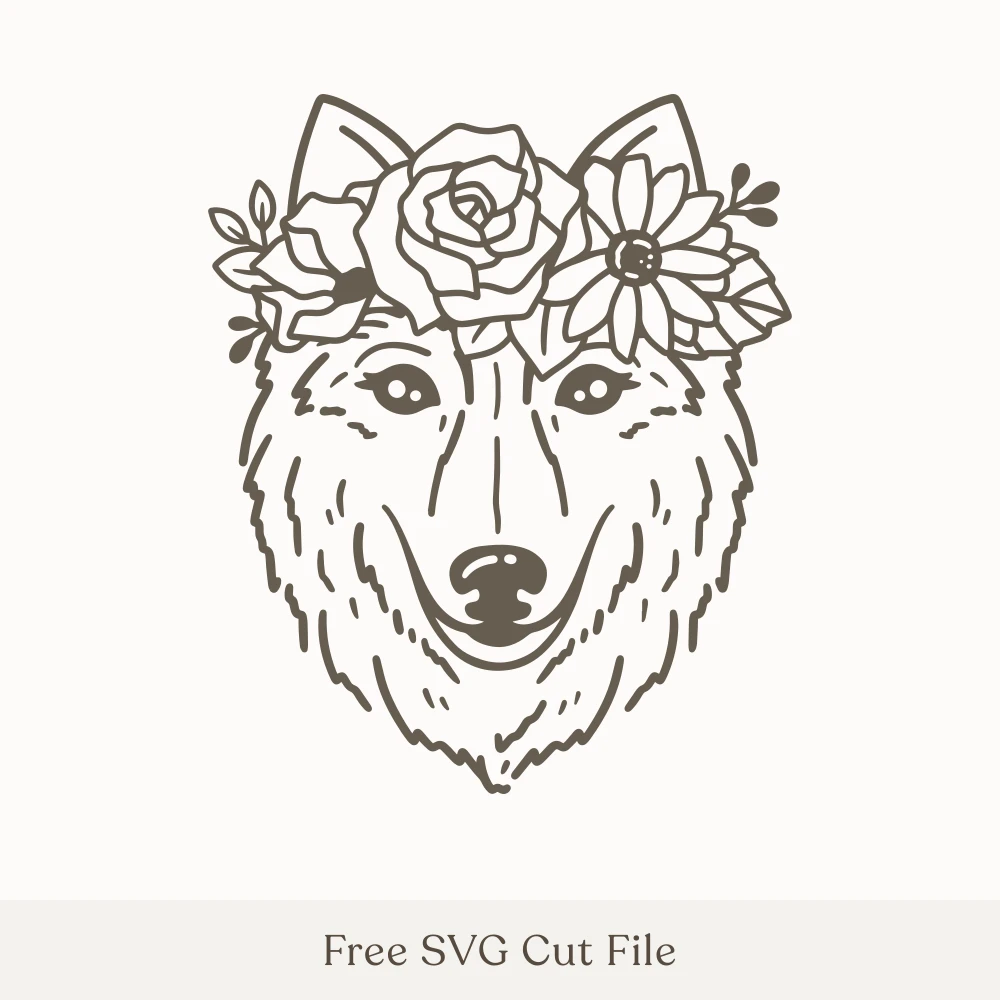 Wolf Face With Flower Crown
