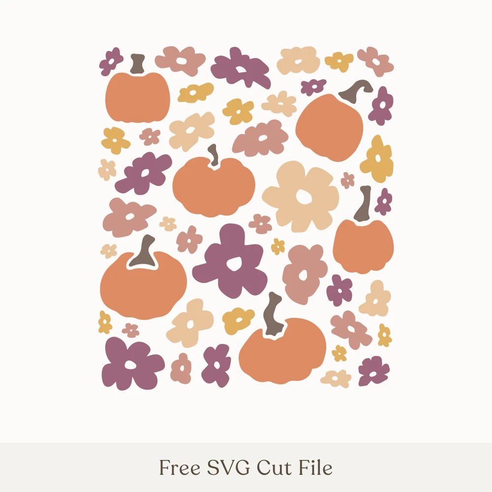 Retro Pumpkin and Flower Pattern