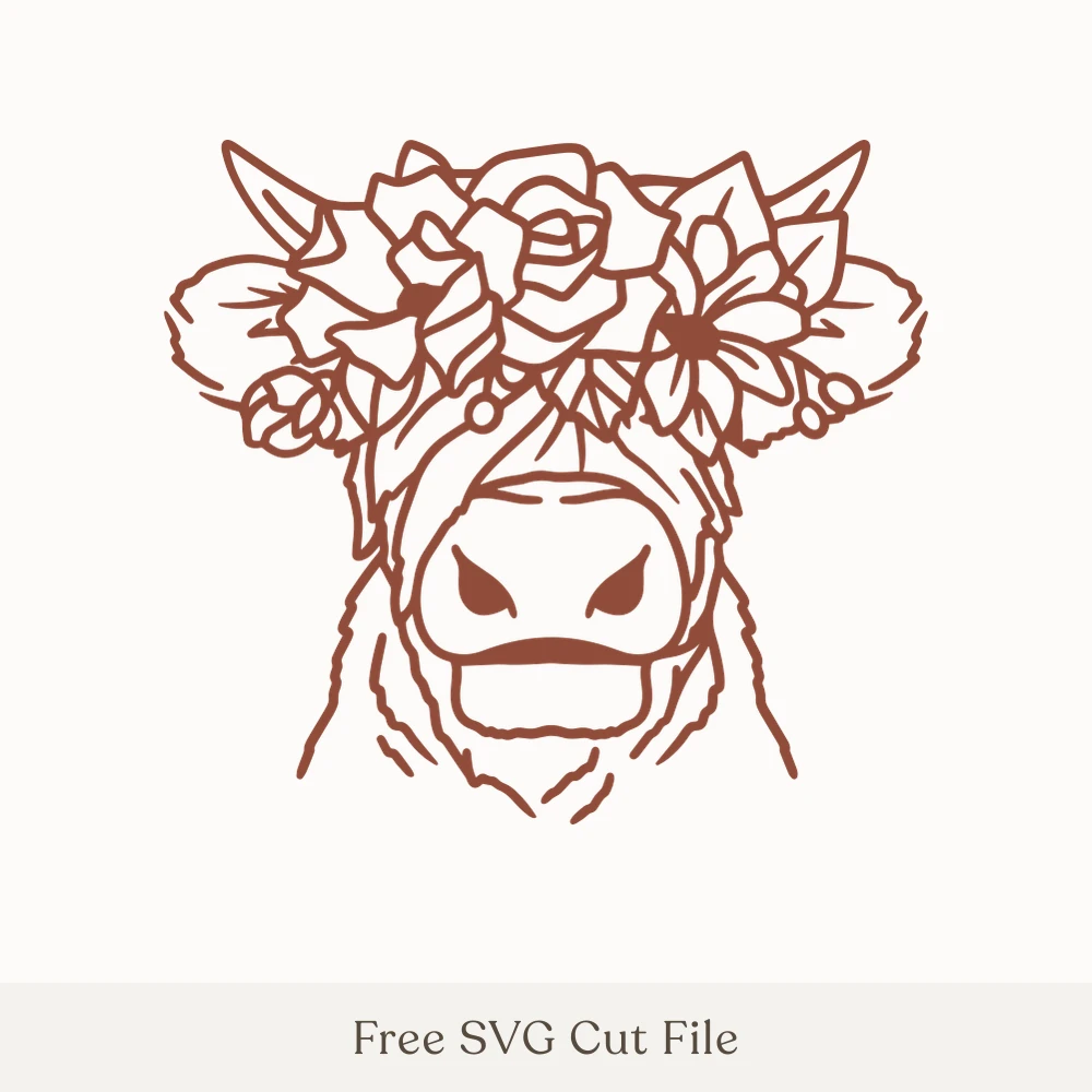 Highland Cow With Flower Crown