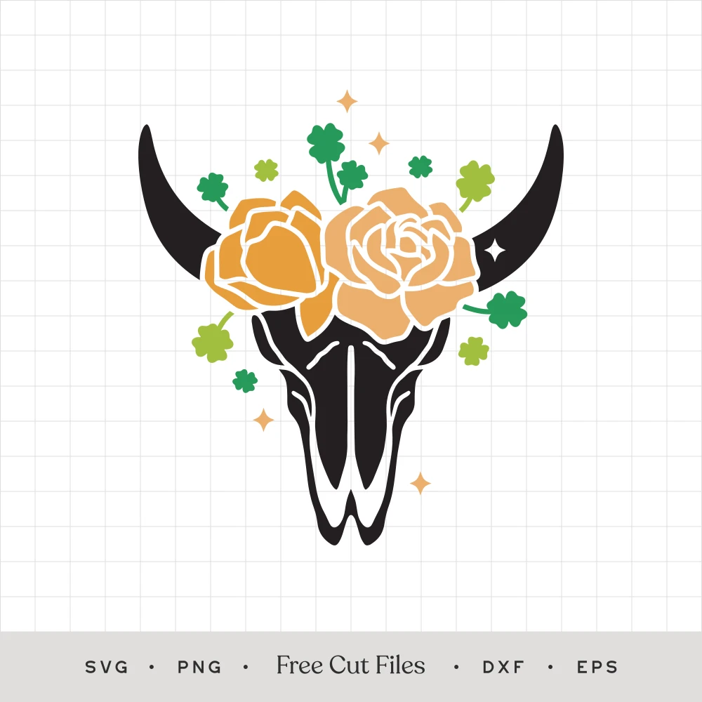 St Patricks Floral Bull Skull