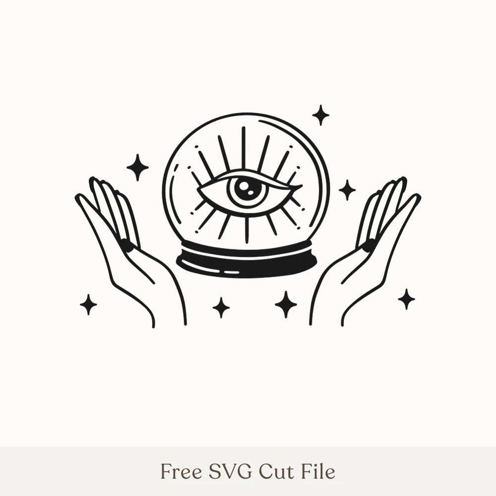 Crystal Ball With Mystic Eye and Hands