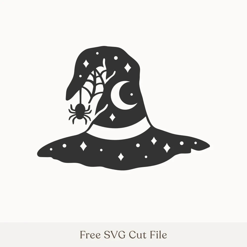 Witch Hat With Spider and Crescent Moon
