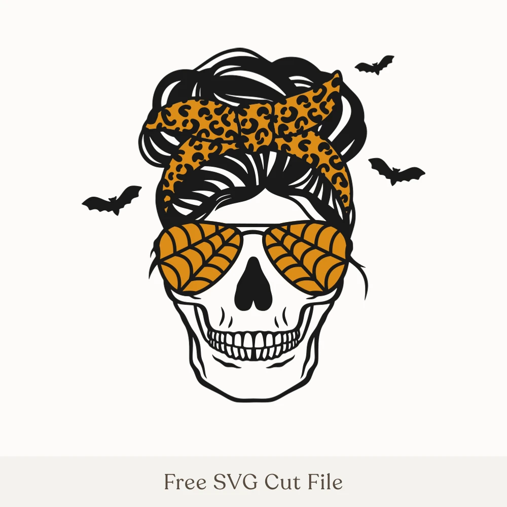 Halloween Messy Bun Skull With Leopard Headband