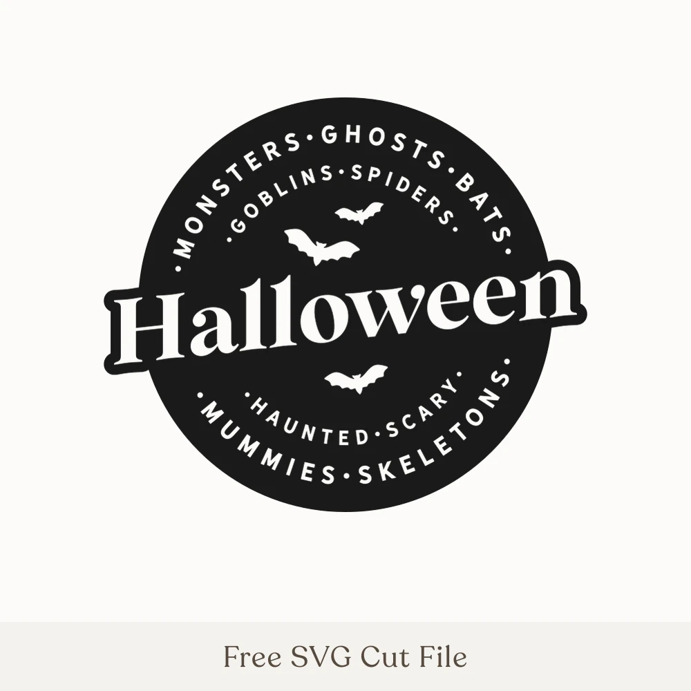Halloween Round Badge With Bats