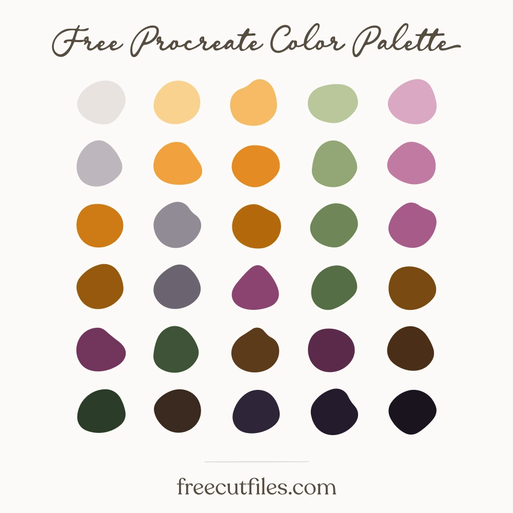 Pumpkin and Plum color palette, 30 colors